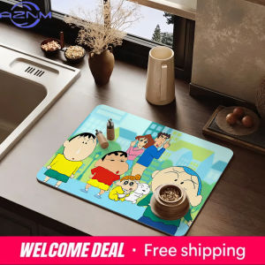 Bandai | Crayon Shin-chan Kindergarten Friends Group Print Kitchen Dish Drying Mat Non-Slip Rubber Base Washable Cloth Surface Absorbe
