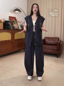 Single Button Breathable V-neck Linen 25% Vest Women Summer