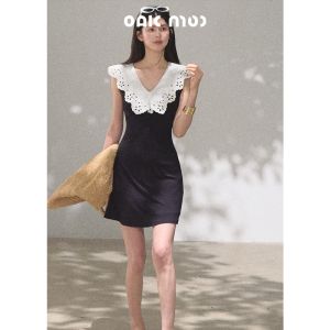 OAKMOO | Đầm Hè Phong Cách Resort Không Tay Hở Lưng Cao Đến eo Thon Gọn Cotton Cho Phụ Nữ
