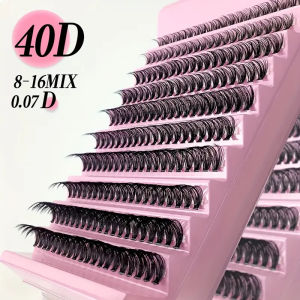 40D False Eyelashes 200pcs 10mm/12mm/14mm Mix D Curling Cluster Lashes Individual Lash Extensions Soft And Natural False Eyelas