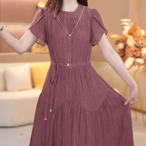 Fashion Classy Dress Womens Western Style Summer 2024 New Arrival Elegant Graceful Silm Slim Looking Short Sleeve Skirt Womens Summer