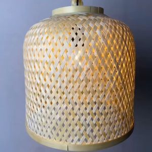 Kap Lampu Gantung Bambu (isi 1 pcs) Lampu Dekorasi Cafe Model Tabung Kerajinan Bambu B.CRAFTJOGJA