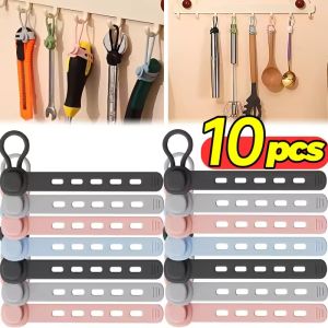 10Pcs Multi-Purpose Hook For Household Cleaning Tools And Kitchen Utensils Strap For Securing Handles Hanging Storage Organiser