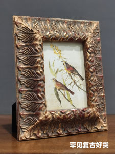 American Style Simple Wall Decorative Photo Frame Hanging Wall Creative Luxury Diamond Embedded Send Photo Vintage Restaurant Solid Wood European