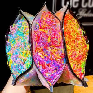 1000Pcs Disposable Rubber Band Colorful Small Elastic Hair Band Ponytail Hair Tie