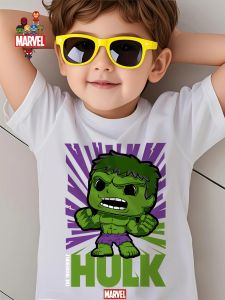 Hot Toys | Marvel Hulk Kids T Shirt Cute Cartoon Print Cotton Casual Short Sleeve 2026 Summer Top Tee for Boys Girls