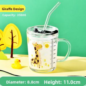 Tempered Glass Toddler Sippy Cup Straw Design Heat Resistant