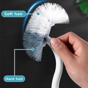 Talao Long-Handled Toilet Brush Curved Head Soft Bristles Quick Drying Bathroom Corner Cleaning Tool