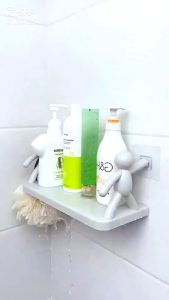 Bathroom Corner Shelf Kitchen Seasoning Storage Rack Non Perforated Self-adhesive Wall Mounted Adhesive Cosmetics Organizer