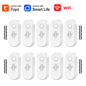Tuya WiFi Vibration Sensor White Black Door Window Glass Broken Detector Home Security Anti-theft Smart Life APP Real-Time Alert