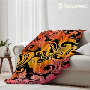 Beast Kingdom | Fiery Cloud Swirl Soft Warm Flannel Blanket Lightweight Cozy Christmas Halloween Home Decor Room