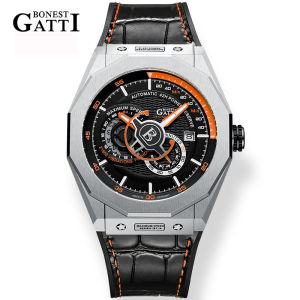 BONEST GATTI | BONEST GATTI Automatic Watches Fashion Mechanical Wristwatch Stainless Steel Watchcase Leather Strap Watches For Men
