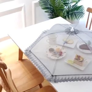 Foldable Dishes Cover Mesh Lace Reusable Breathable Anti Flies Table Pop Up Food Lid Covers Tudung Saji 菜罩