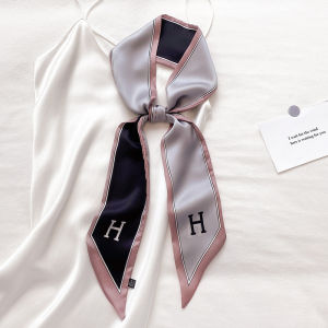 Summer Small Silk Scarf Womens Versatile Spring Autumn Shirt Necktie Skirt Hairband Bag Wrap Bow Tie Multi-Functional Polyester Fiber