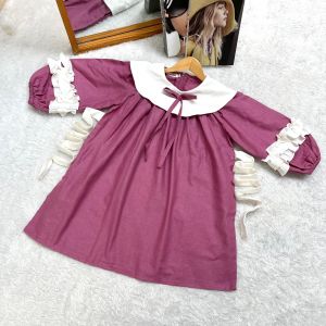 DRESS ANAK ANGELINA DRESS ANAK PEREMPUAN LUCU KOREAN STYLE LINEN PREMIUM