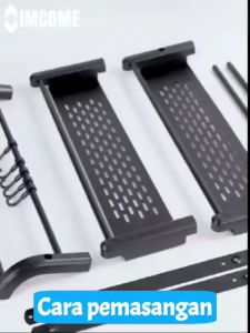 IMCOME Rak Sabun Kamar Mandi 1 Susun Serbaguna Storage Tempat Penyimpanan Perlengkapan Dan Peralatan Sabun Dan Handuk Kamar Mandi Stainless Steel Hitam