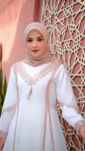 AYESHA Gamis Putih Wanita Abaya Turkey Mewah Elegan Terbaru