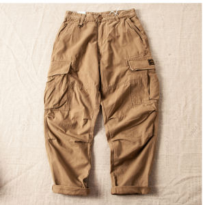 American Retro Work Pants Mens Loose Straight Casual Trousers Spring Autumn Trendy Brand Multi-Pocket Loose Fit All-Match