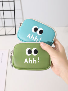 กระเป๋าใส่เหรียญตาโตสไตล์เกาหลี กระเป๋าใส่เหรียญแบบซิปขนาดเล็ก กระเป๋าใส่เหรียญแบบมีฟังก์ชันหลายอย่างสำหรับผู้หญิง กระเป๋าใส่เหรียญแบบสั้น