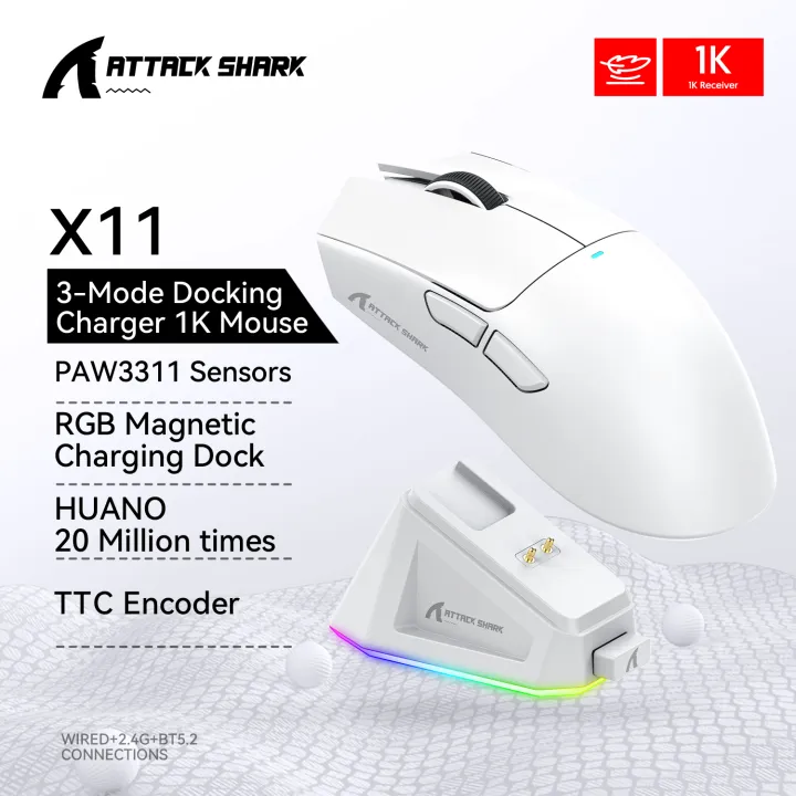 ATTACK SHARK | Attack Shark X11&X11SE Wireless Mouse/Bluetooth Mouse PAW3311 RGB Magnetic Charging Dock E-sports Mouse