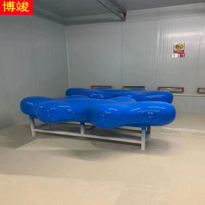 Fiberglass Cloud Seat Outdoor Square Shaped Bench Stool Shopping Mall Casual Cloud Pebble Combination Seat