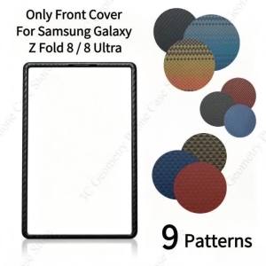 Kevlar 600D Carbon Aramid Grain Pattern PC Front Bezel Guard for Samsung Galaxy Z Fold 8Ultra 8 Rim Tough Shell Protection Cover