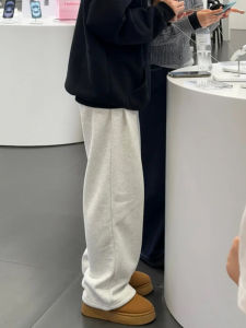 White Wide Leg Mens Sweatpants Drapey Loose Fit American Casual Trousers Spring Autumn Trendy Brand Youth Fashion Pants