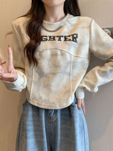 plus Size Long Sleeve Womens T-shirt Velvet Print Short Style Autumn Winter Fashionable Casual Top Sweet Bohemian Style Polyester Fiber