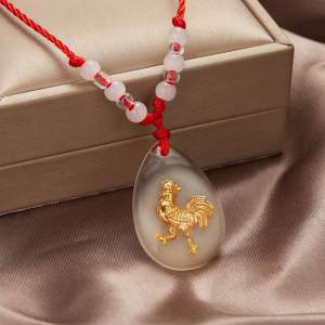 Vòng cổ mặt pha lê 12 con giáp vàng 3D hộ mệnh bình an