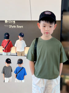 Boys Summer Short Sleeve T-Shirt Pure Cotton Casual Half Sleeve Trendy Childrens Clothing round Neck Sweat Absorbent Kids Tops