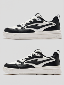 Erke | Black White Height Increasing Casual Shoes