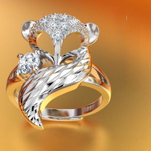 Platinum Plated Fox Ring Creative Fashion Jewelry Adjustable Open Design for Women on Trend Floral Attracting Ring Finger