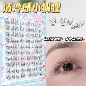 Natural Looking Small Fox Fake Eyelashes Transparent Stem Slanted Flight Easy to Use Clear Cool Feeling Artificial Fiber