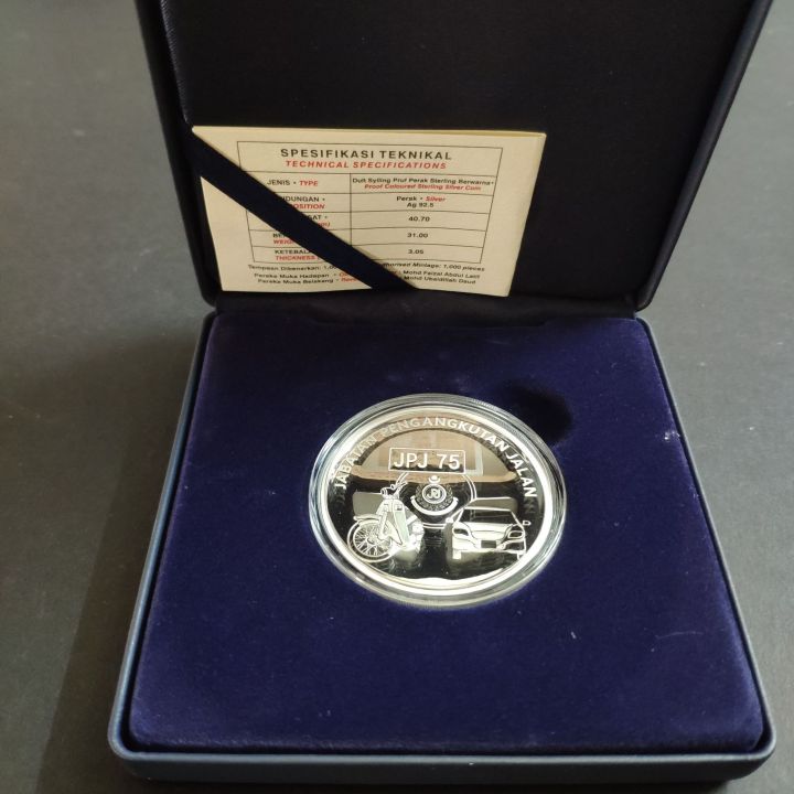 [ SILVER PROOF COIN ] MALAYSIA COMMEMORATIVE SILVER PROOF COIN 75th ...