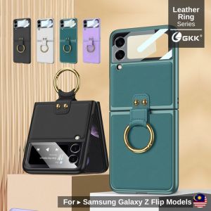 GKK Samsung Galaxy Z Flip 4 / Z Flip 3 RING STAND Case Leather Ring Holder Cover Casing