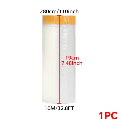 Plastic Cloth Plastic Sheeting with Masking TapeWaterproof Protective Masking FilmPrevent Dust Paint for CarFurnitureFloor