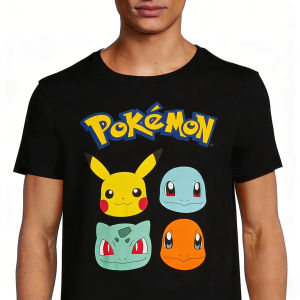 Bandai | 2026 Hot Selling Fashion New Pok É Mon Pikachu and His Friends Design Pattern T-shirt Mens and Womens Loose Street T-shirt