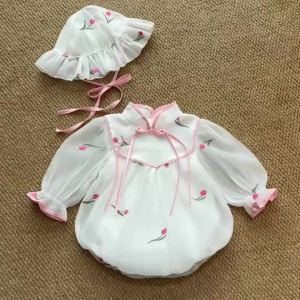 (3-12kg) Body Tơ Trắng Thêu Hoa Tulip NHÍM XÙ KIDS Cho Bé Gái Sơ Sinh Đầy Tháng Thôi Nôi B075