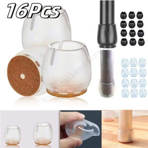 16Pcs Silicone Table Chair Leg Mats Non-Slip Mute Furniture Feet Pad Waterproof Anti-mold Floor Protector Pads Home Decor