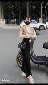 Chân váy đuôi cá dáng dài màu đen phong cách Ulzzang Hàn Quốc tôn dáng cực đỉnh--Mã chân váy đuôi cá