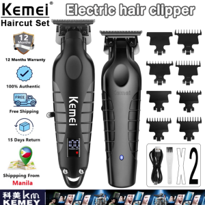 Kemei KM-2293/2299 Professional Cordless Black Hair Clipper Set Rechargeable Electric High Power Motor Hair Trimmer Kit