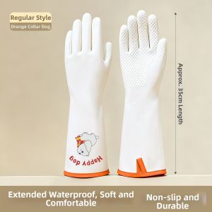 DINGQING | Waterproof Kitchen Washing Gloves Extra Wide and Fleece