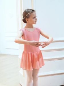 daydance | Girls Ballet Dress Cotton Splice Dance Leotard with Chiffon Skirt Kids Sleeveless Dance Gymnastics Training Bodysuits