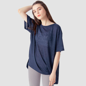 South Korea Andar Yoga Clothing Top Short Sleeve and Long Pattern T-shirt Womens Summer Loose Breathable Fitness Running Sportswear