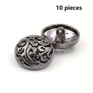 10 Retro Hollowed Out Metal Buttons Suitable for Sewing - Multiple Sizes 15/25mm Ideal for DIY Shirts Jackets and Outerwear