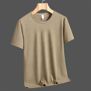 miiow | Quick Dry Ice Silk Mens T-Shirt Lightweight Breathable Short Sleeve Summer Outdoor Sports Mosquito Proof Casual Style Pure Color