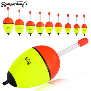 Sougayilang 5Pcs Night Light Fishing Buoy with High Visibility EVA Double Ribbon Big Belly Ball for Night Fishing and Long Throw