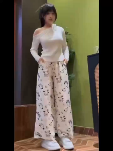 CZ HOME กางเกงขายาวผู้หญิงลายเเฟชั่นน่ารัก มีเชือกรูด มีกระเป๋า2ข้าง มีหลายลายให้ได้เลือกใส่ เนื้อผ้าใส่สบายมากเวอร์