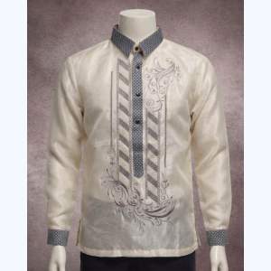 【 PREMIUM 】Modern Barong Tagalog Piña Organza Long Sleeves Embroidery