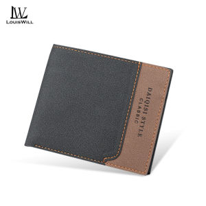 LouisWill Wallet Men Wallets Fashion Long Short Wallet PU Leather Long Wallet Business Wallets Mens Anti-theft Soft Wallet Splicing Two Fold Ultra-thin Long Wallet Travel Purses Coin Pouch ID Credit Cards Holders